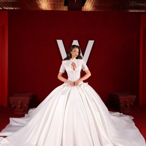 Norella - High Neck Lace Corset Ball Gown